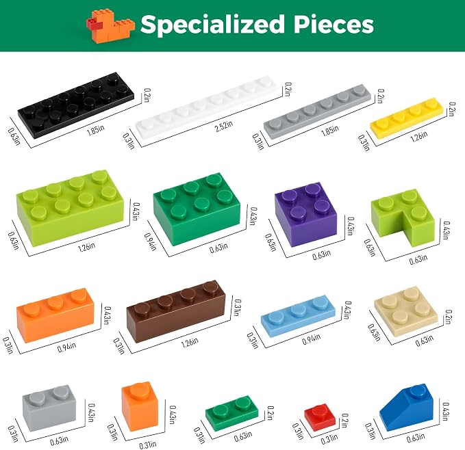 HUIZDQ 1000 Pieces Building Blocks, Classic Stackable Base Plates, 3 6.3" x 6.3" Blue, Gray and Green Base Plates, Compatible with All Major Brands