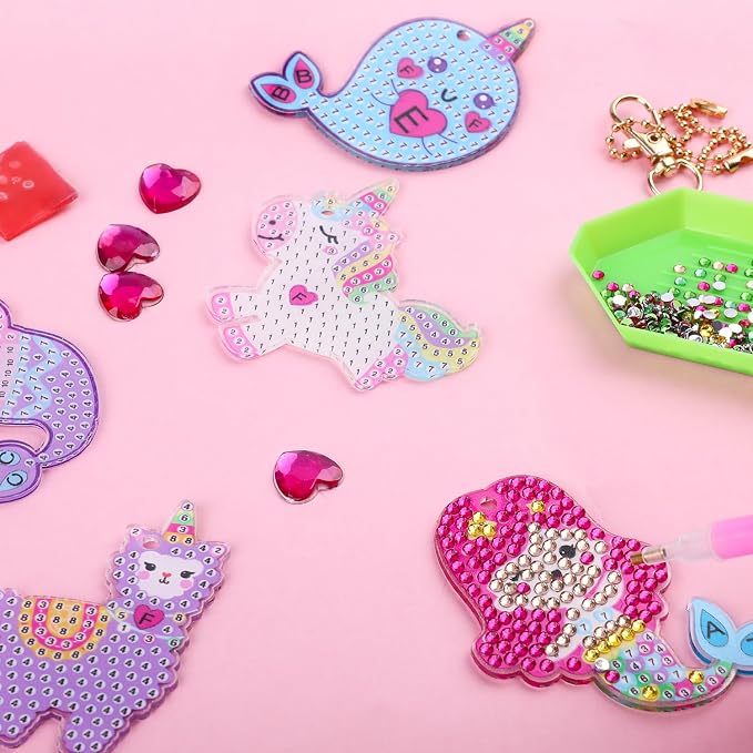 Labeol Arts and Crafts for Kids Ages 8-12 - Creat Your Own GEM Keychains-5D Diamond Art by Numbers GEM Art Kits for Kids Girls Toddler Crafts Age 6-7 6-8 10-12 (Dream)