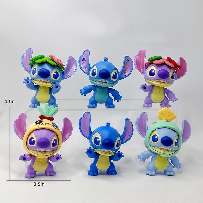 6Pcs Stitch Collectible Figures, Exquisite Model Ornaments, Creative Anime Peripheral Gifts for Fans