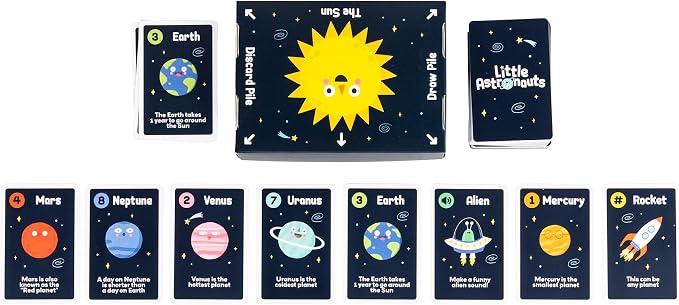 Professor Puzzle: Little Astronauts - Space Mission Card Game, Discover Planets, Facts Poster, Number Skills, Ideal Starter Game, Kids 4+, 2-5 Players