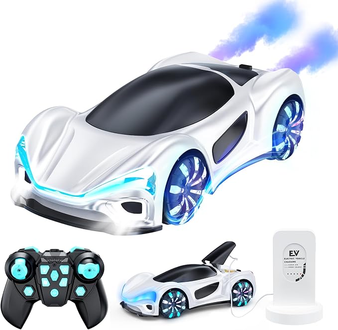 Remote Control Car,RC Cars Boys Toys for 6 7 8 9 10 11 12 Year Old 2.4GHz 360° Rotate RC Cars with Cool Lights, Music & Spray Effects Cool Birthday for Kids & Boys 6-12