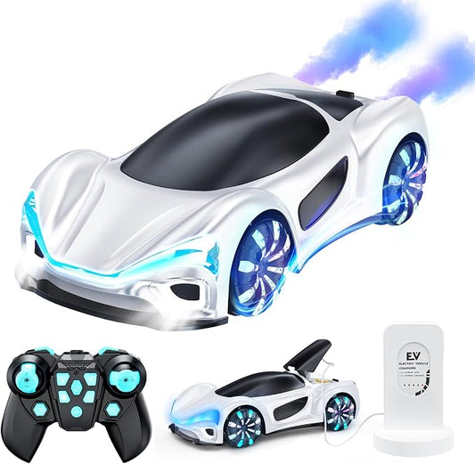 Remote Control Car,RC Cars Boys Toys for 6 7 8 9 10 11 12 Year Old 2.4GHz 360° Rotate RC Cars with Cool Lights, Music & Spray Effects Cool Birthday for Kids & Boys 6-12