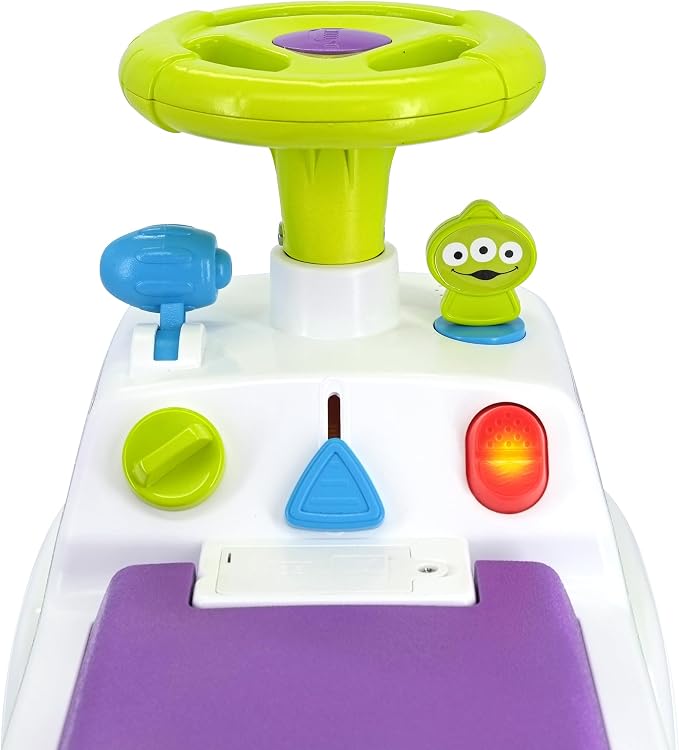 Kiddieland Buzz Lightyear Ride-On Foot-to-Floor Push Handle Toy with Lights & Sounds, Interactive Dashboard, Ages 12–36 Months, Batteries Included