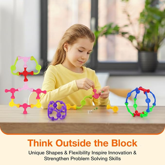 Kids Stem Sensory Building Toys - 50pcs Fine Motor Skills Toys for Toddlers, Educational Toy for Kid Activities, Travel Toy for Airplane, Car, ADHD