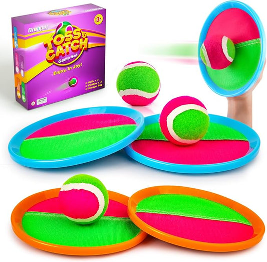Toss and Catch Ball Game Set - Outdoor & Indoor Sports Toys for Kids - Outside Games for Yard, Lawn, Camping, Beach, Pool - Classic Sticky Paddle Ball Toy for 3 4 5 6 7 8-12 Year Old Boys Girls Gifts
