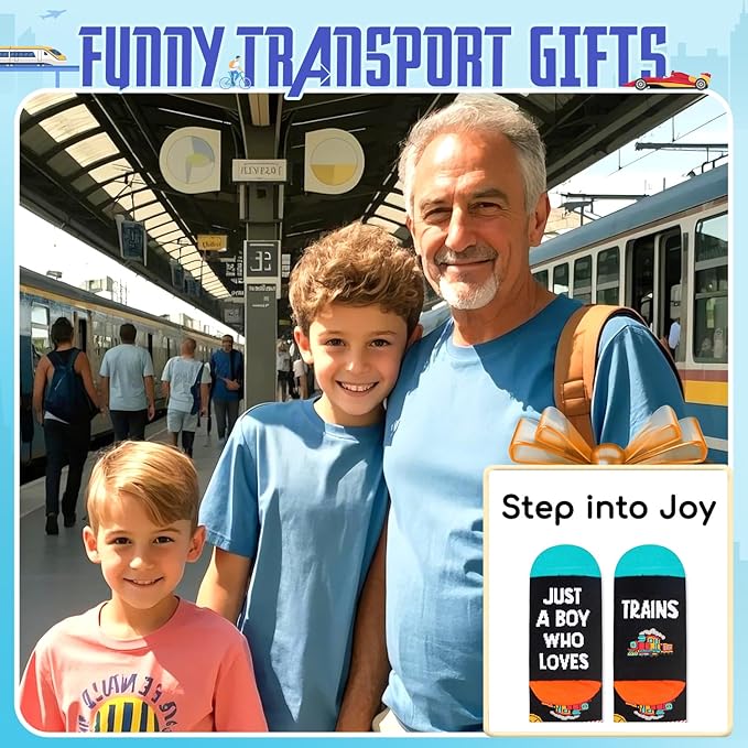 HAPPYPOP Train Gifts for Boys - Train Socks for Trains Lovers, Railroad Gifts for Kids