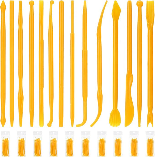 Ferrochef 10 Set 140 Pcs Clay Sculpting Tools Different Shapes Pottery Tools Clay Carving Cutters Pottery Trimming Supplies for DIY Ceramics Plastilina Molding Embossin (Plastic,Solide Style)
