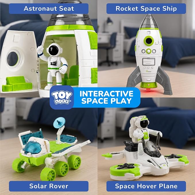 TOY Life Space Rocket Toy for Kid, Shuttle with Astronaut Spaceship Planet and Car, for Boy 3 4 5 6 7 8, Birthday Gift for Age 3+