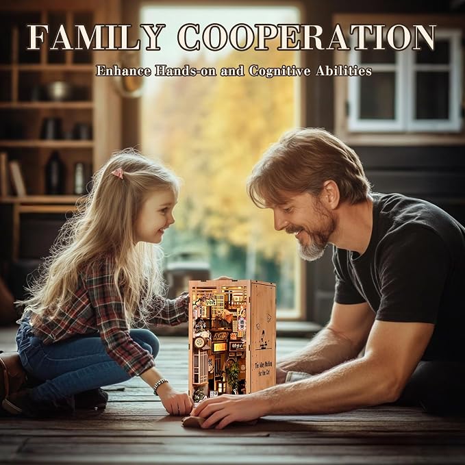 Book Nook Kit,with LED Light,DIY 3D Wooden Dollhouse Puzzle,Bookshelf Decorative Gift(The Alley Waiting for the Cat)