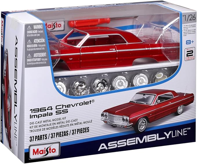 Maisto 1:24 Assembly Line 1964 Chevrolet Impala SS, Metallic Red