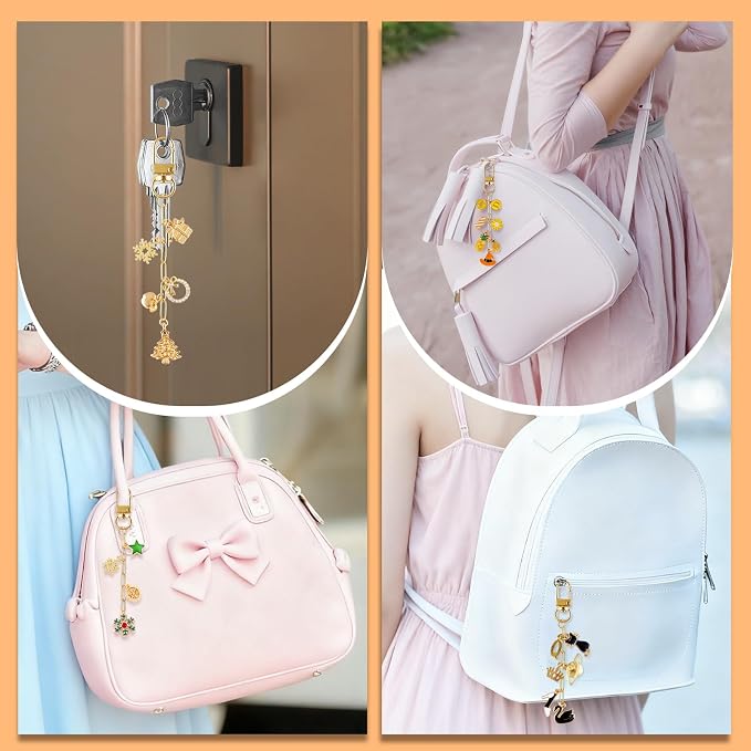 Wurosi 25 Set Paperclip Keychain Making Kit, Bag Charm Kit, 25 Keychain Clips, 25 Extender Chain, 25 Resealable Pouch Bag, 25 Thank You Cards, 5M Hemp Rope, Jewelry Making Kit for DIY Keyrings Charms