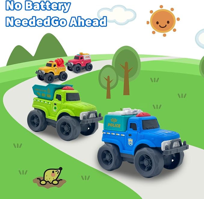 Aigitoy Toddler Car Toys for Boy Girl 1-3 Year Old, Blue Police Truck, BPA Free, Phthalates Free, PVC, Recycled Plastic, Easy to Clean, Toddlers Toy for Fine Motor Skills,Improving Gross Motor