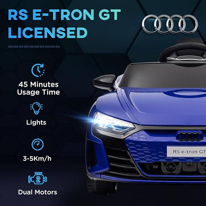 Aosom Licensed Audi RS e-tron GT 12V Ride On Car Truck for Kids, Electric Car Ride On Vehicle w/Parent Remote Control, Music, Lights, for Toddlers, Dark Blue
