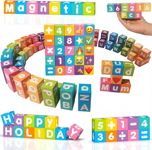 Magnetic Letters Blocks Alphabet & Numbers Blocks ABC Learning Toys for Kids Preschool Educational Kit Alphabet Magnets Birthday Gifts for Boys Girls 3+
