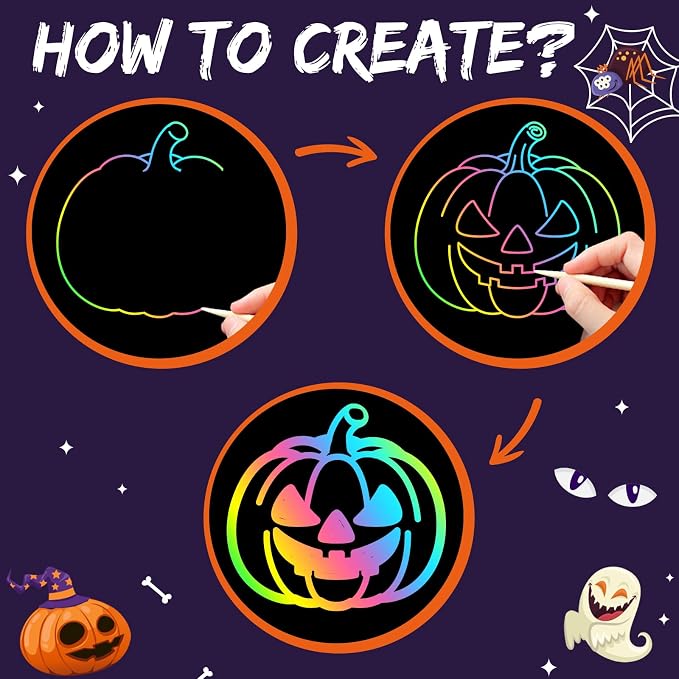 ZMLM Scratch Paper Art-Crafts Gift: 2 Pack Rainbow Notebooks Supplies Toys for 3 4 5 6 7 8 9 10 Years Old Girls and Boys Kids Halloween Birthday Party Games