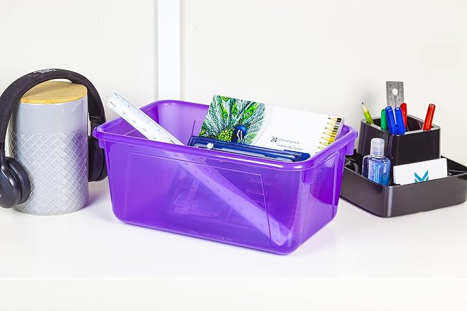 Storex Small Cubby Bins – Plastic Storage Containers for Classroom, 12.2 x 7.8 x 5.1 inches, Candy Violet, 10-Pack (62478A05C)