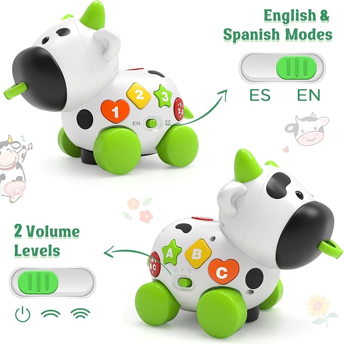 Talkfun Musical Cow Toys for 1+ Year Old Boy Girl, Bilingual Baby Toy 6-12-18 Month, One Year Old Boy Toys, 1 Year Old Girl Gift, Learning Toddler Toy Age 1-2, First Christmas 1st Birthday Gift