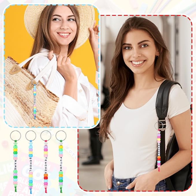 Suncalla 984 Pcs 24 Set Religious Graduation Keychain Craft Kit DIY Christian Congrats Grad End of Year Gift Keychain Making Kit Adjustable Bead Letter Beads Cards String for Blessings Party Supply