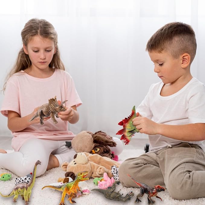 OuMuaMua Dinosaur Toys for Kids, 12 Pack Realistic Plastic Dinosaur Figure Set Including T-Rex, Stegosaurus, Monoclonius, Dino Toys for Boys Party Favors, 6 to 7 Inch Large Size