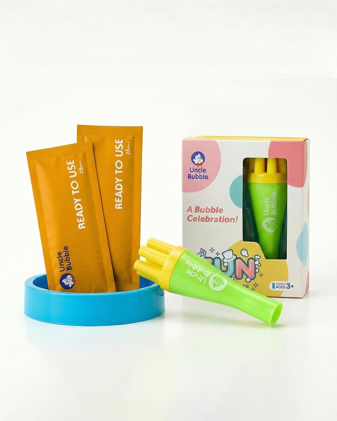 Uncle Bubble Eco Mini Bubble Blower - Plastic Reduction Version! Create Thousands of Mini Bubbles with Just One Breath! Perfect for Toddlers!