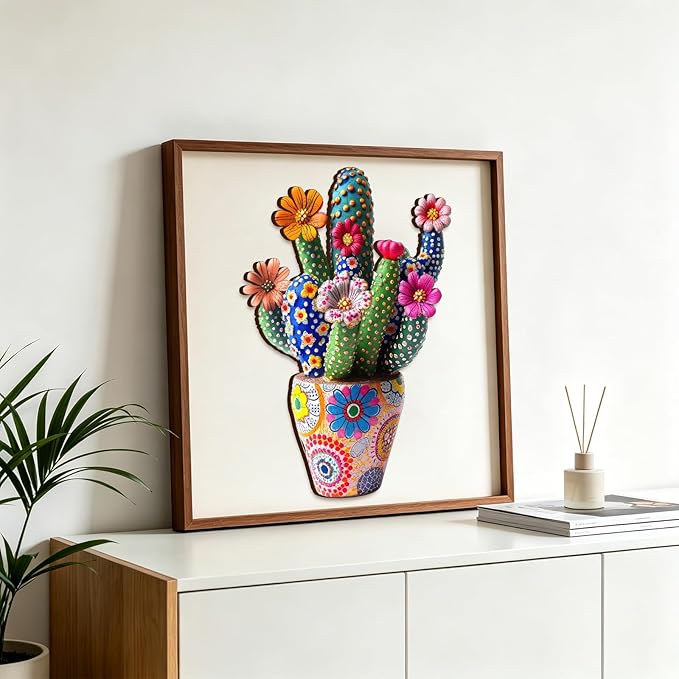 Mys Aurora Puzzles for Adults Cactus Flower Wooden Puzzles, 200 Pieces Unique Shaped Jigsaw Puzzles, FSC Certified Beautiful Birthday Gifts for Kids Friends, Fun Family Game 10''x 14''