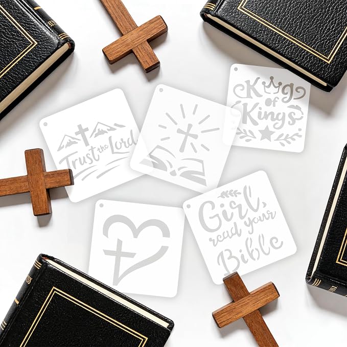 72 PCS 3x3 Inch Religion Christian Stencils for Painting - Religious Jesus Christ Cross Angels God Reusable Painting Templates on Wood, Glass, Fabric, Window Door Decor DIY Decoration