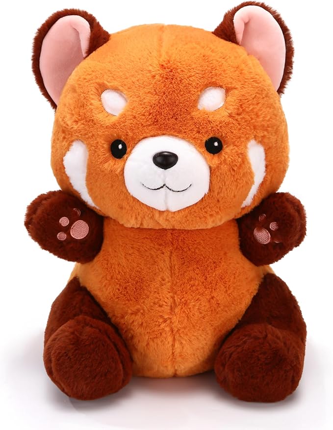 Riuhot Big Red Panda Plush Toy - Red Panda Stuffed Animal Gift for Girlfriend, Kids Birthday - 13.7"
