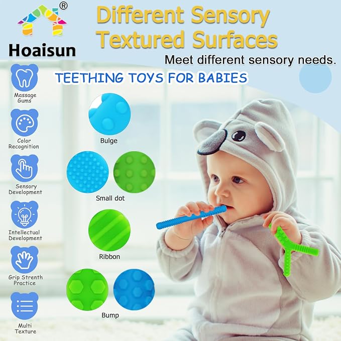 Sensory Chew Toys for Autistic Children 4 Pack, Silicone Teething Straws Toys for Autism, ADHD, SPD, Biting or Special Needs, Sensory Toys for Toddlers 1-3 Oral Motor Tools Relief Stress, Anxiety