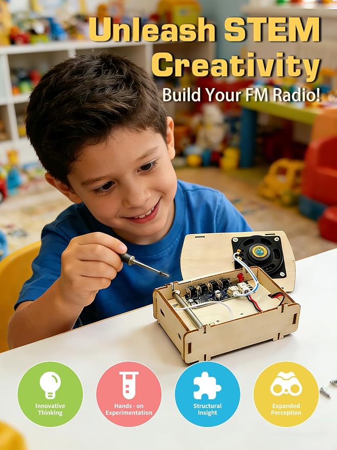 STEM Toys DIY Radio Kit Science Kits for Kids Age 8-12 12-14, Engineering Electronics Project Building Your Own Radio for Boys Girls