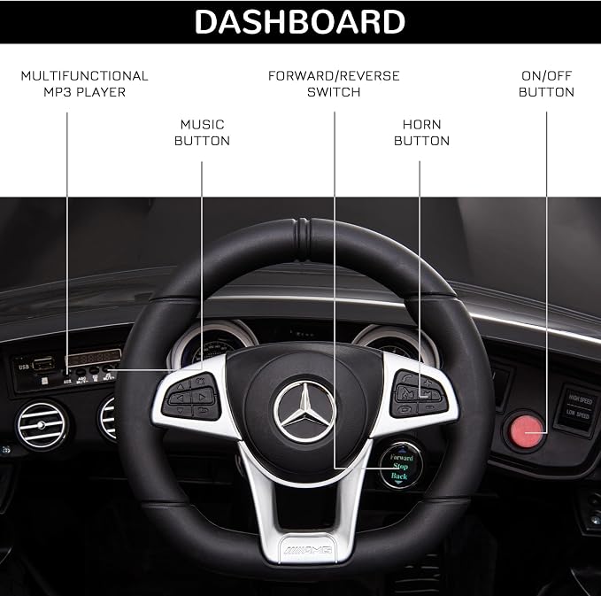Aosom 12V Toddler Ride On Car with Remote Control, Mercedes Benz AMG GLC63S Coupe, Electric Car with 2 Speed, MP3 Player, Light, Horn, Songs, Suspension, Black