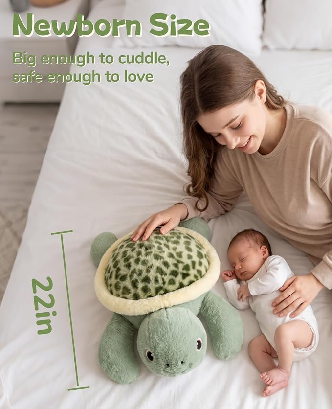 gnomantic Turtle Weighted Stuffed Animals - 22 Inch 4.5 Pounds Weighted Plushies Sea Turtle Stuffed Animal - Big Tortoise Plush - Cute Plush Toys Gifts for Kids & Adults (Sage Green)