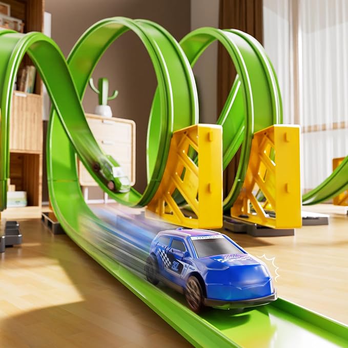 Race Track Car Set for Kids Ages 3-5 4-8, Toy Car Track Set for Boys 3+ with 5 Rotating Track, Race Car Track with 2 Small Cars, Boys Toy, Gifts Toys for Boys Girls 3 4 5 6 7 8