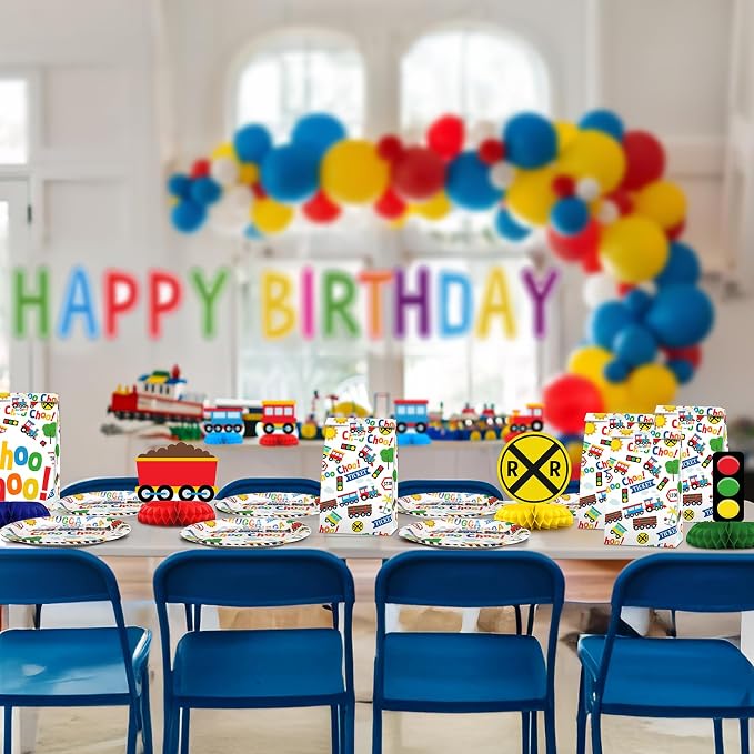 9 Pack Train Table Decorations - Train Party Decorations for Kids' Birthday and Baby Shower - Train Table Toppers