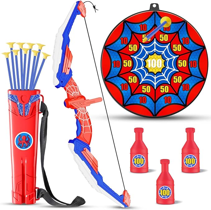 Kids Bow and Arrow Set LED Light Up Archery Set with 10 Suction Cup Arrows, 1 Archery Targets,3 Score Target for Kids Ages 3-12 Birthday Gifts Toys for 5 6 7 8 9 10 11 12 Year Old Boys Girls