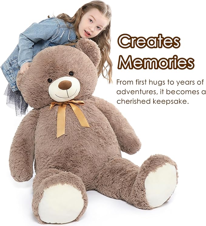 Tezituor 5ft Big Teddy Bear,Giant Brown Stuffed Animal 59 Inches,Life Size Teddy Bears for Girlfriend or Kids,Soft Bear for Valentines Day,Chrismas,Birthday Baby Shower