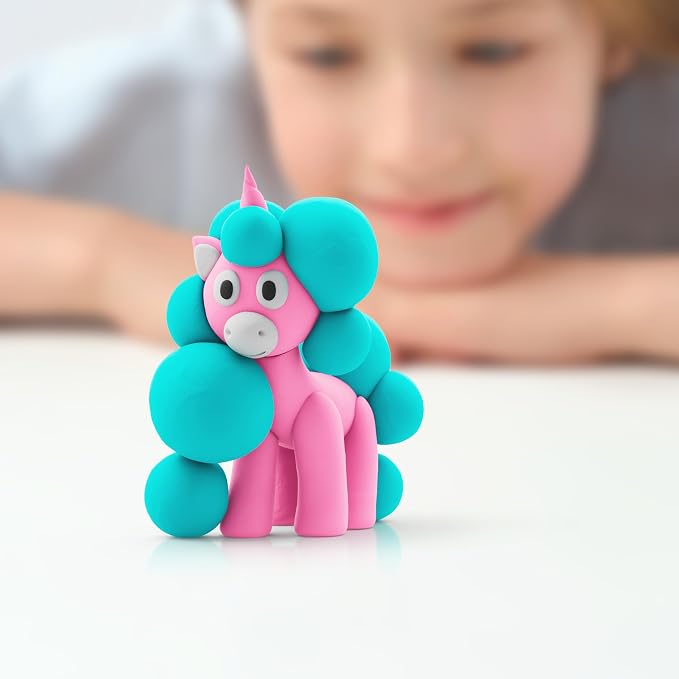 HEY CLAY Modelling Air-Dry Clay with Fun Interactive App - Modeling Clay and Crafts Set for Kids Ages 3 to 8 - Series Rainbow Unicorns, 3 cans (Brighty)