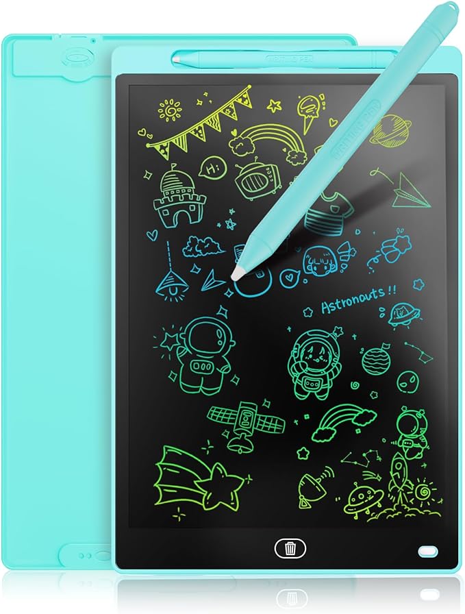 Genialba LCD Writing Board 8.5 Inches, Colourful Electronic Tablet, Portable Erasable Drawing Board, Graphic Tablet for Children's Games 3 4 5 6 7 Year Old Kid Boys Girls (Blue)