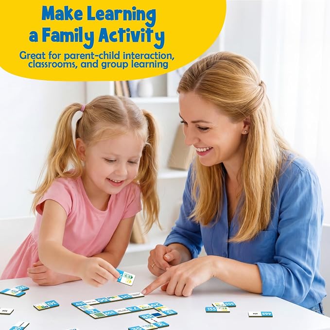 Kasfalci Place Value Dominoes Set Flash Cards, 50 PCS Math Learning Games for Kids, Montessori Counting Toys, Math Skills, Math Manipulatives, Preschool Kindergarten Classroom Must Haves,1-3 Grade