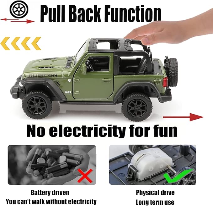 TOKAXI 1/36 Scale Jeep Wrangler Rubicon Diecast Car Models,Pull Back Vehicles Toy Cars,Cars Gifts for Boys Girls