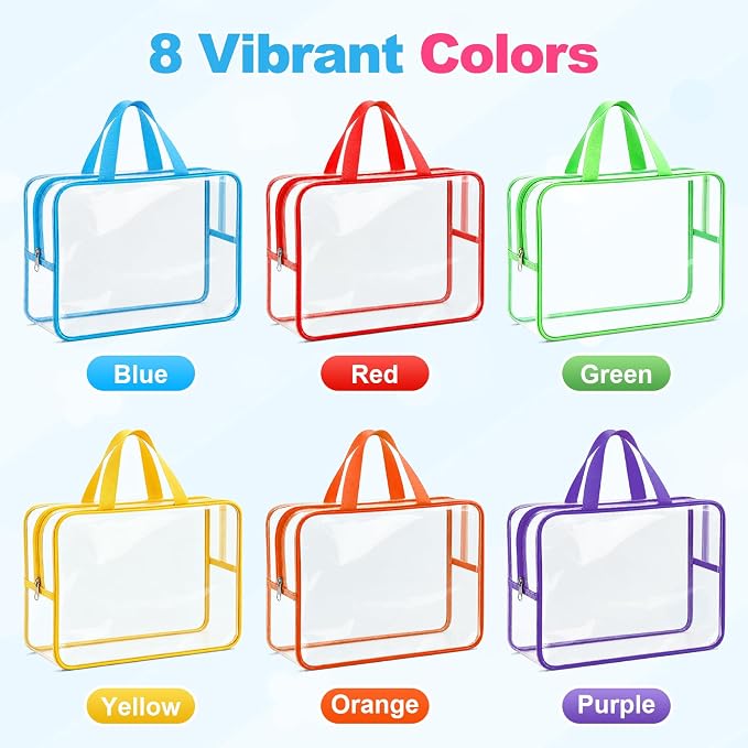 6 Pack Clear Toy Storage Bags with Zippers, Multi-Color Toy Organizer with Handles, Premium Plastic Toy Organizers and Storage for Building Blocks, Lego, puzzle, Crafts, Travel Essentials