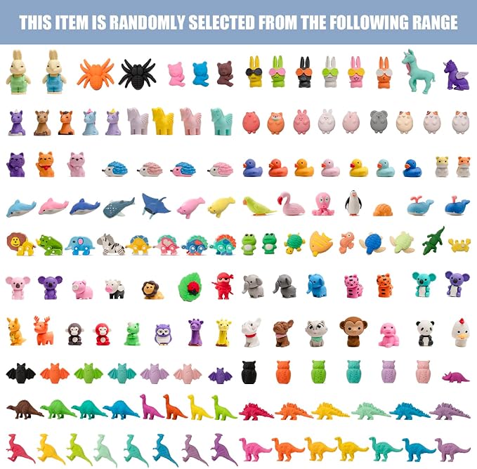 132pcs 3D Cute Kids Erasers, Random Desktop Pet Toys Gifts, Classroom Rewards Kids Party Gifts, Various Styles Such as Animals, Food, Plants, Space, Princess, Sports, Halloween, Christmas