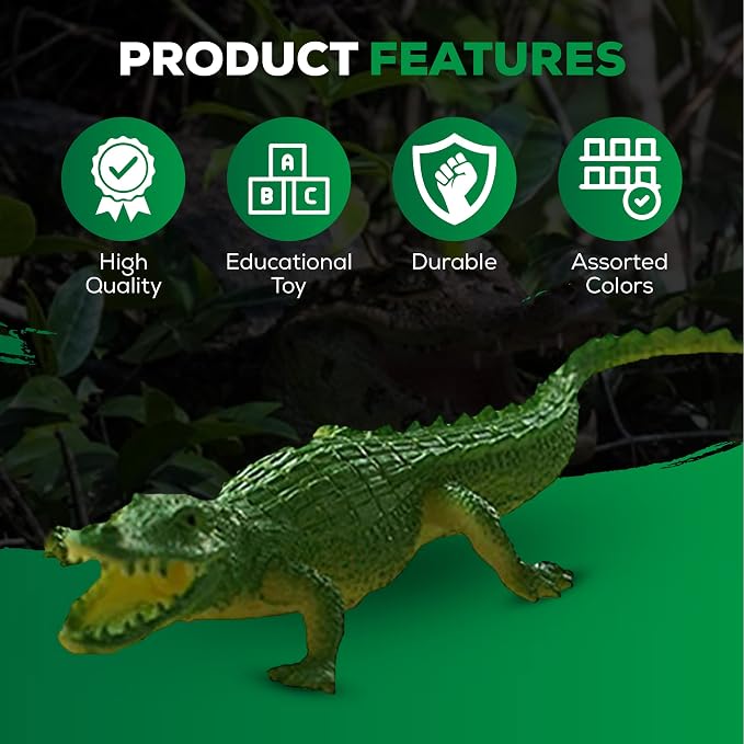 Crocodile Toys, 16 Pack 6 Inch Alligator Action Figures, Party Favors