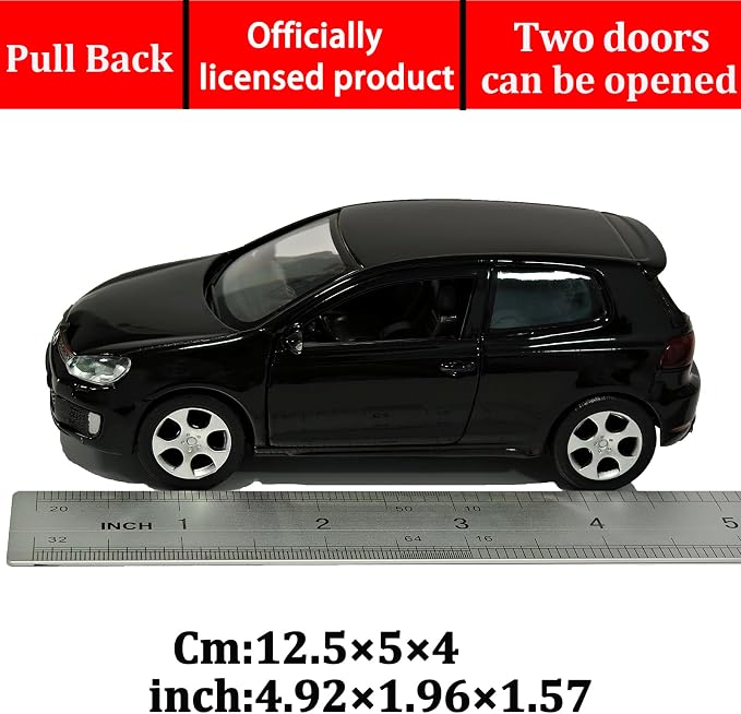 Model Car Volkswagen Golf GTI Toy Car 1/36 Metal Collect Car with Pull Back Toy Cars for Boys Children Gift(Black)