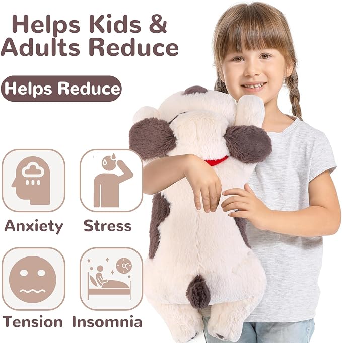 meowtastic Grey & White Dog Weighted Stuffed Animals - 28 Inch 5.0 Pounds Weighted Plush Dog Stuffed Animals - Large Stuffed Dog Plush - Cute Plush Toys Gifts for Kids & Adults (28" 5.0 lbs)