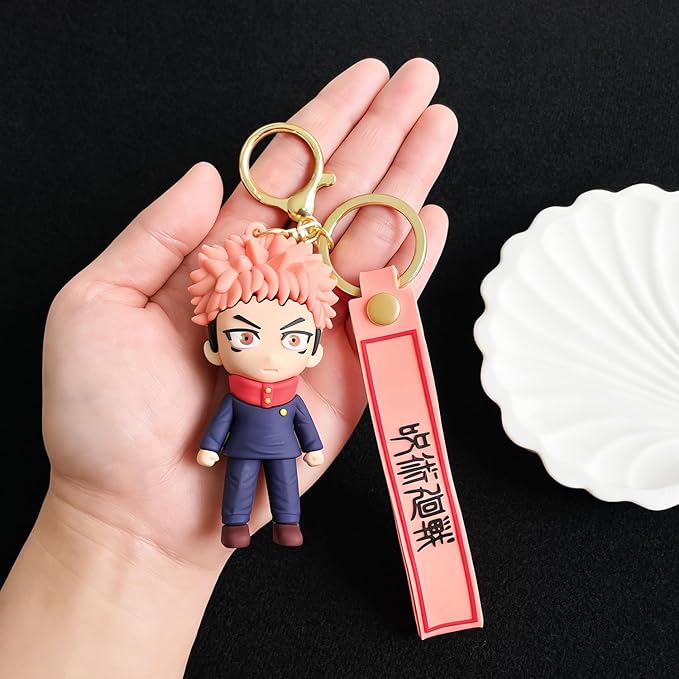 JJK Novelty Keychain, Collectable Anime Mini Figure, Fun Keyring Jewelry Gift for Men and Women