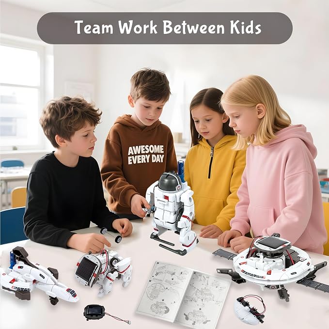 6-in-1 Solar Robot Building Kit for Boys Aged 8-13, Educational Robotic Toys for Kids, Science Kits STEM Toys Birthday Gifts for 8 9 10 11 12 Years Old Boys Girls Teens