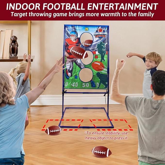 Punieayi Football Toss Game with 4 Inflatable Balls, Football Throwing Target Games for Boys 8-12, Sports and Outdoors Toys for Kids Ages 3+