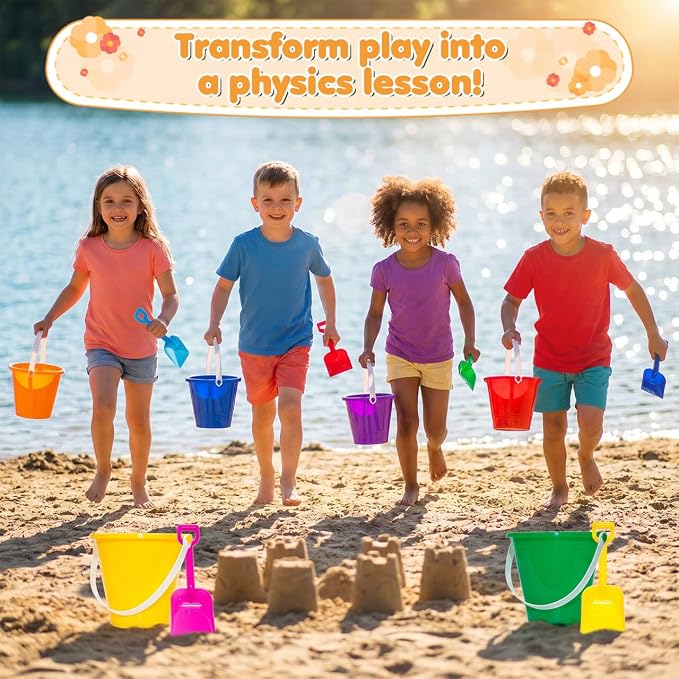 12 Pack 5'' Inch Sand Beach Buckets Pail with Beach Shovels,Sand Bucket Water Bucket for Beach Fun Great Summer Party Accessory