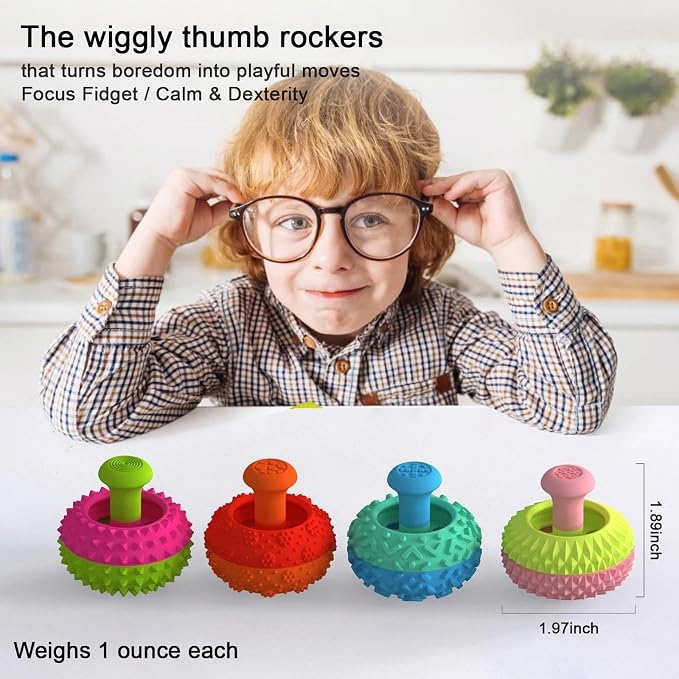Silicone Thumb Rocker Fidget Toys for Kids Adults ,6PCS Stress Relief Sensory Toys for Autism ADHD Anxiety,Fun Textures Gadgets,Office Desk Toy,Stocking Stuffers for Women Men Teen Gifts
