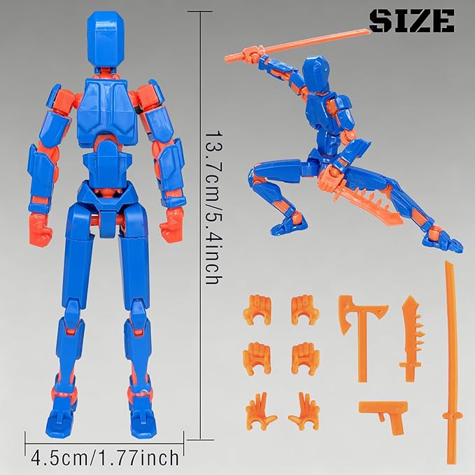 6 Packs T13 Action Figure Set (Assembly Completed), 3D Printed Multi-Jointed Movable Dummy 13，Titan13 Action Figure, Action Figure Desktop Decorations for Game Lovers Toy, Christmas Birthday Gift